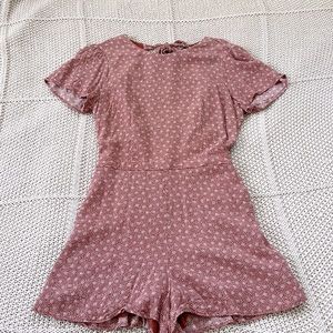 Abercrombie open back burnt orange and white floral romper